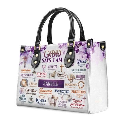 Jesus God Says I Am Custom Name Leather Handbags For Women