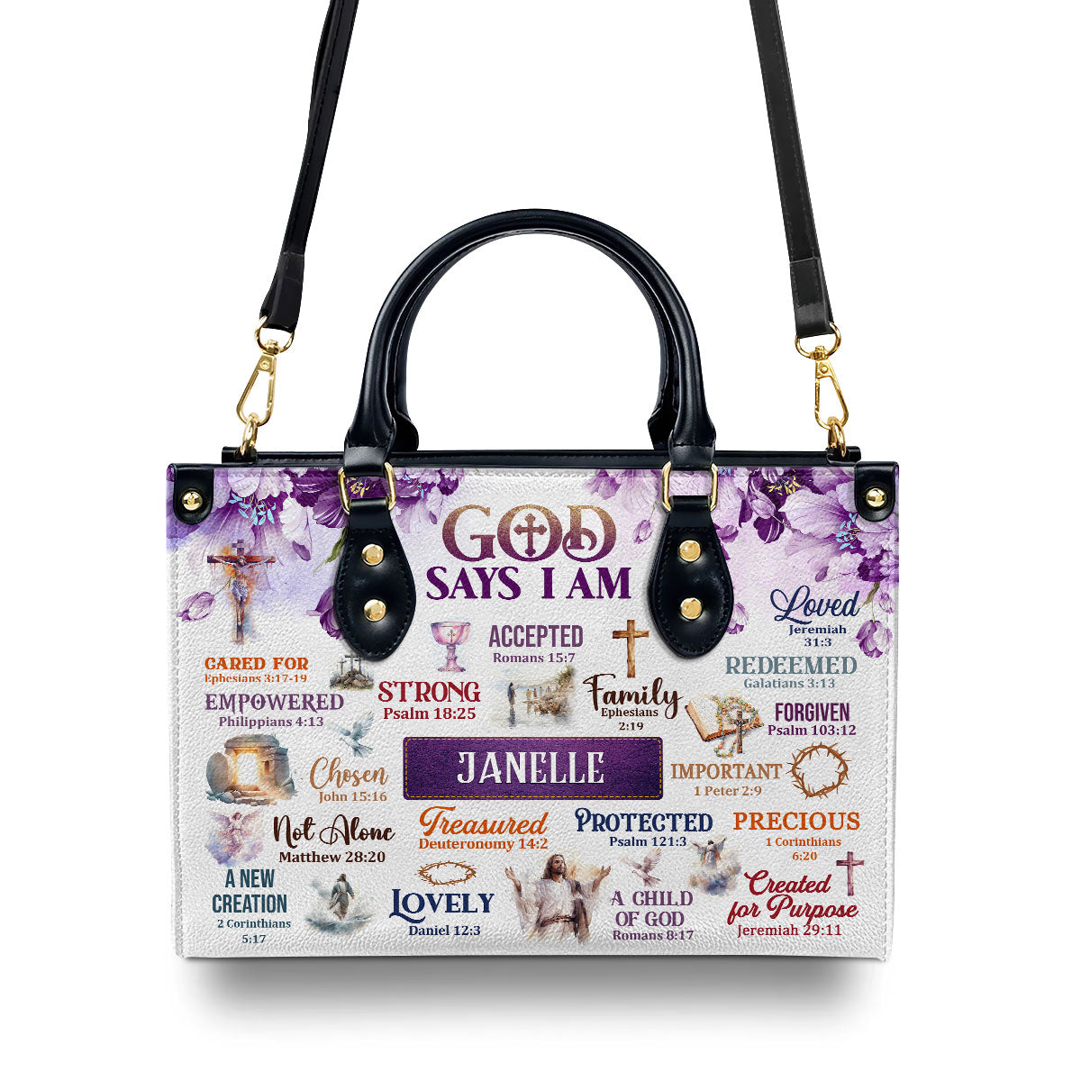 Jesus God Says I Am Custom Name Leather Handbags For Women