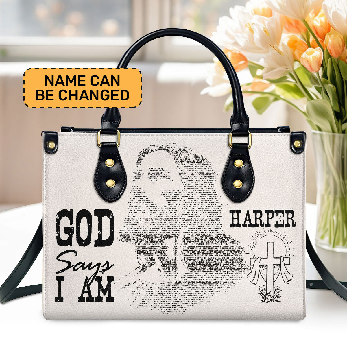 Jesus God Says I Am Personalized Leather Handbag - Jesus Handbag