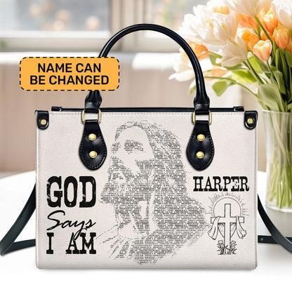 Jesus God Says I Am Personalized Leather Handbag - Jesus Handbag