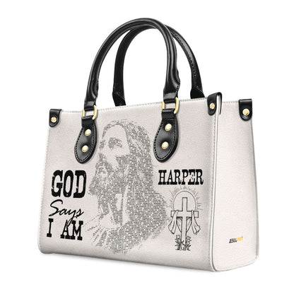 Jesus God Says I Am Personalized Leather Handbag - Jesus Handbag
