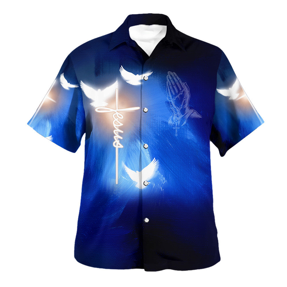 Jesus Hand Pray Dove Hawaiian Shirt For Men and Women - Faith inspired Hawaiian shirt