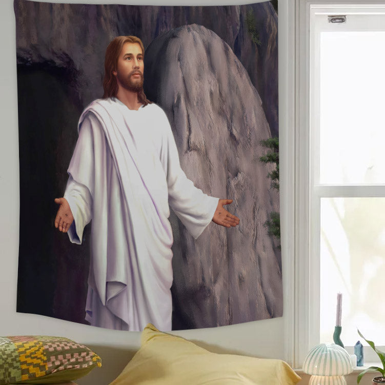 Jesus He Is Risen Religious Tapestries - Christian Wall Tapestry Decor