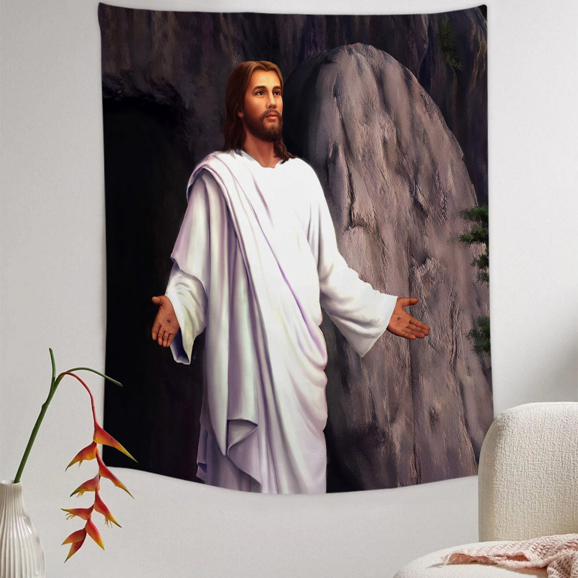 Jesus He Is Risen Religious Tapestries - Christian Wall Tapestry Decor
