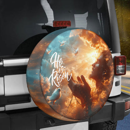 Jesus He Is Risen Spare Tire Cover - Christian Tire Cover