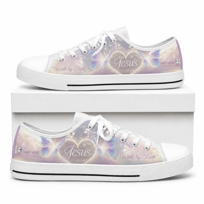 Jesus Heart Butterflies Graphic Custom Low Top Shoes box white    