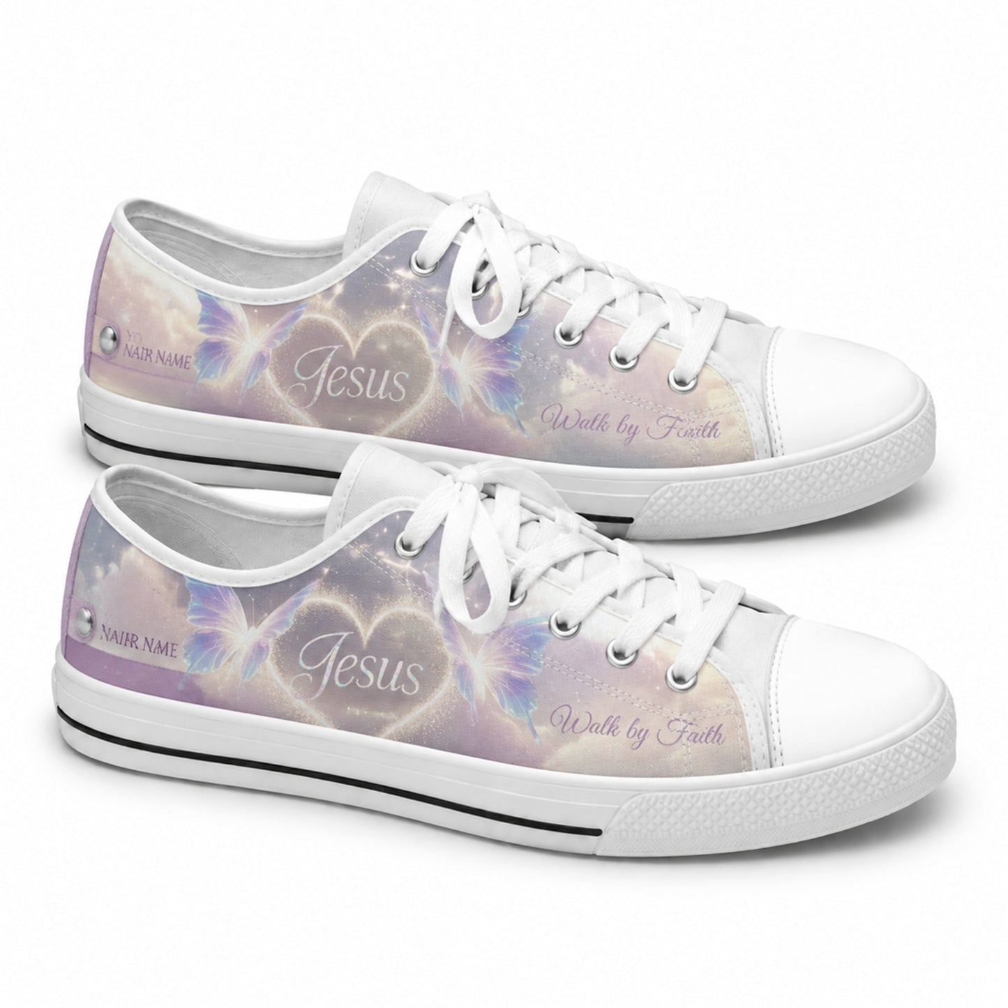 Jesus Heart Butterflies Graphic Custom Low Top Shoes        