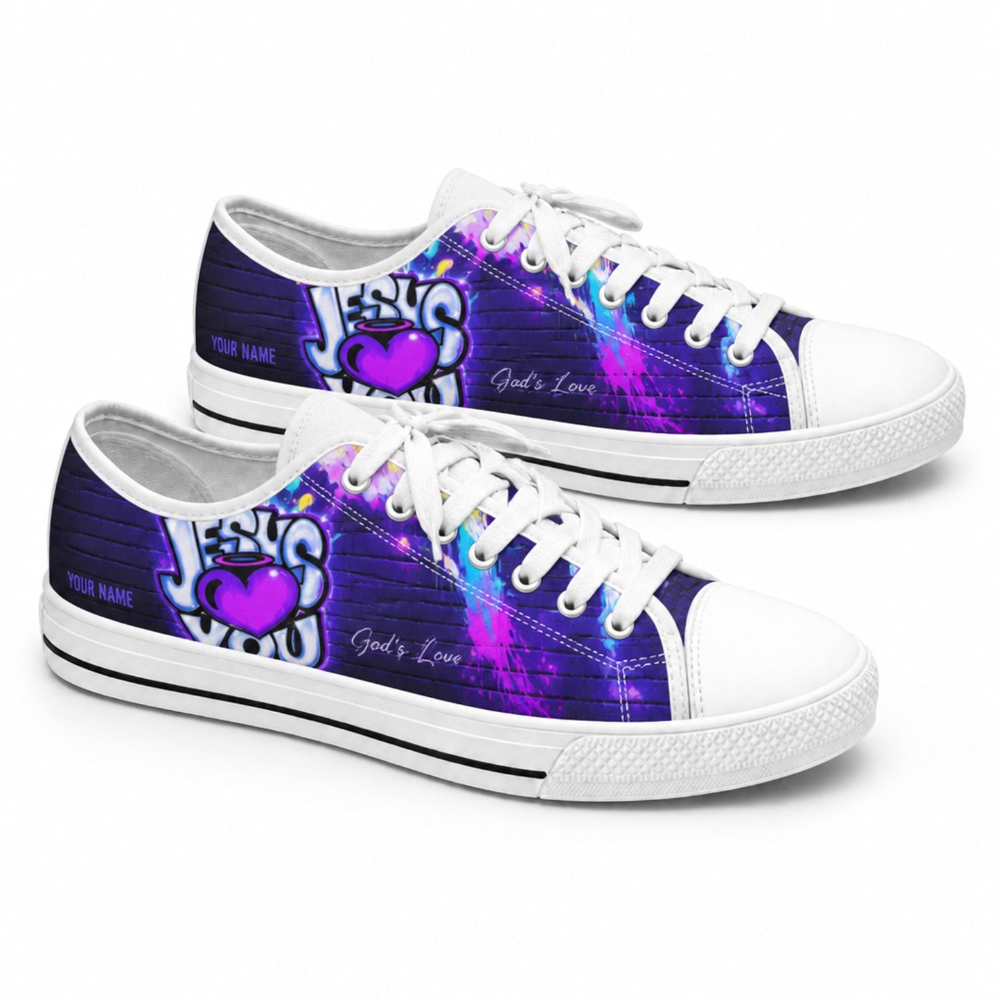 Jesus Heart Graffiti Personalized Low Top Shoes          