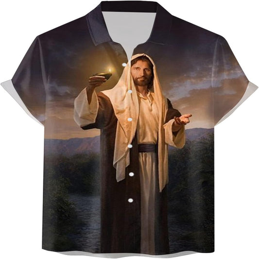 Jesus Holding Light Christian Hawaiian Shirt - Hawaiian Beach Shirts for Men Women