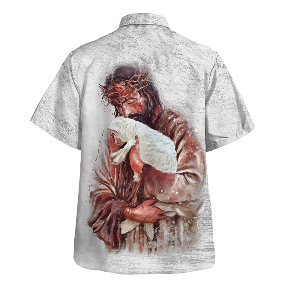 Jesus Hug Lamb I Fell In Love With The Man Hawaiian Shirt For Men and Women - Faith inspired Hawaiian shirt