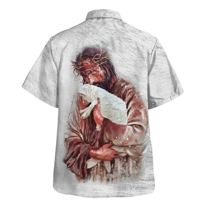 Jesus Hug Lamb I Fell In Love With The Man Hawaiian Shirt For Men and Women - Faith inspired Hawaiian shirt