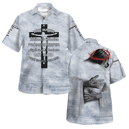 Jesus Hug Way Maker Way Maker Promise Keeper Hawaiian Shirt For Men and Women - Holy family Hawaiian shirt