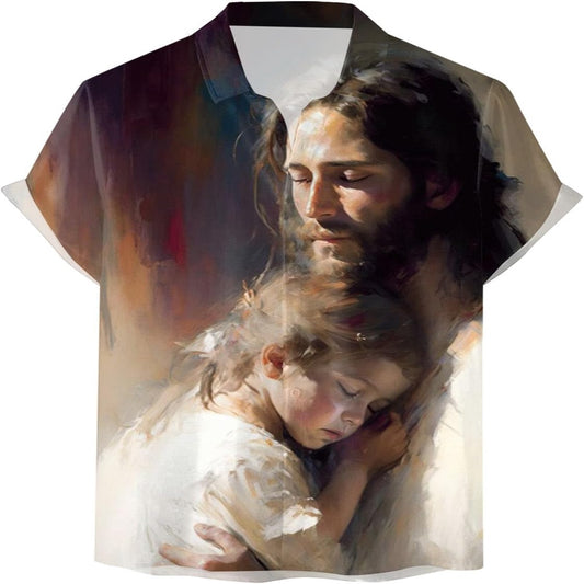 Jesus Hugging A Child Christian Hawaiian Shirt - Hawaiian Beach Shirts for Men Women