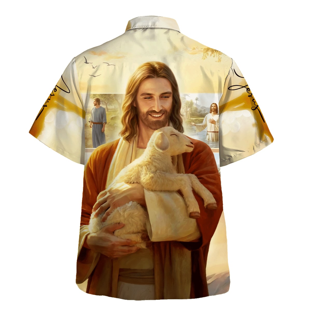 Jesus Hugs The Lamb Hawaiian Shirt For Men and Women - Holy family Hawaiian shirt