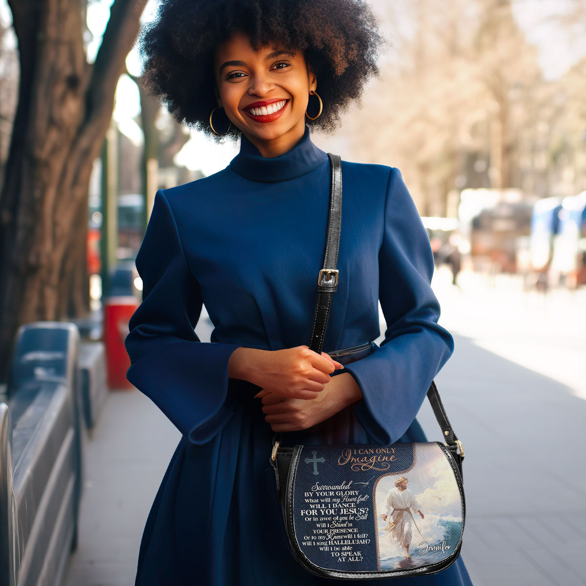 Jesus I Can Only Imagine Personalized Leather Saddle Bag - Christian Women's Handbag Gifts