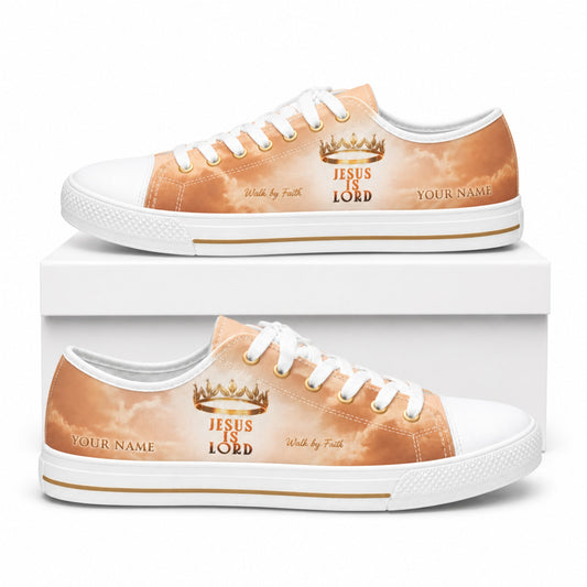 Jesus Is Lord Custom Low Top Canvas Shoes box white    