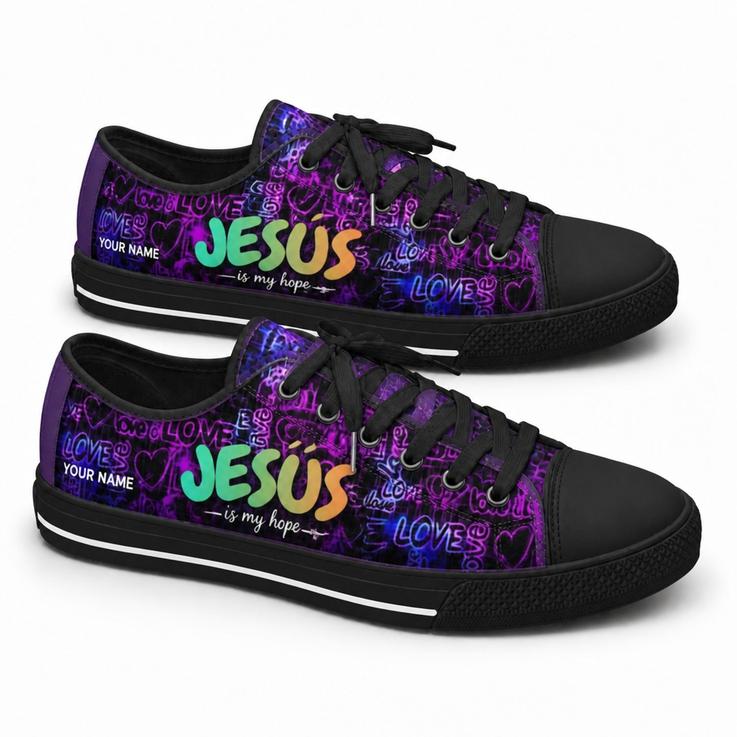 Jesus Is My Hope Graphic Personalized Low Top Shoes black shoes  