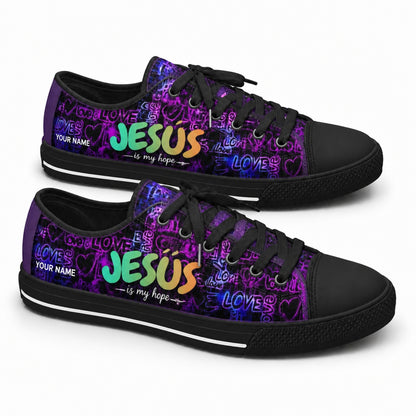 Jesus Is My Hope Graphic Personalized Low Top Shoes black shoes  