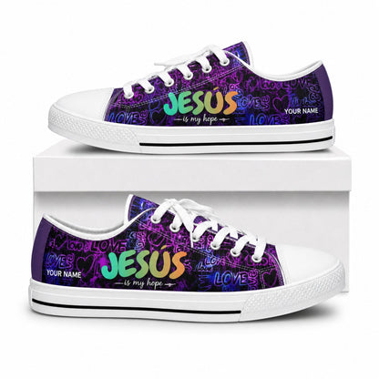 Jesus Is My Hope Graphic Personalized Low Top Shoes box white  