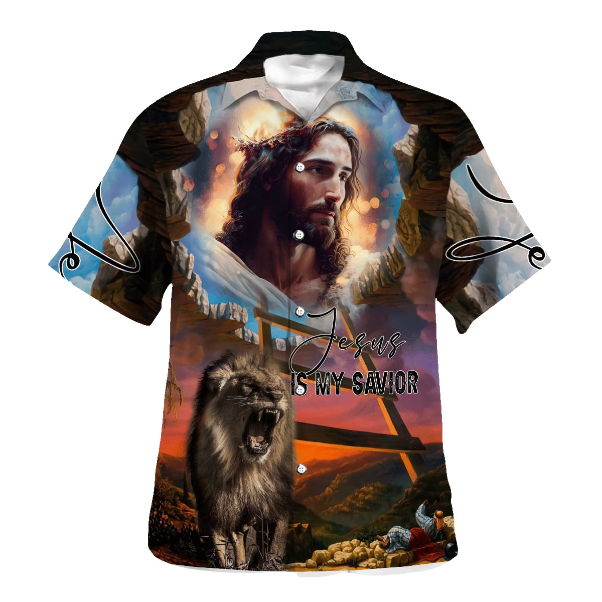Jesus Is My Savior And The Lion King Hawaiian Shirt For Men And Women - Holy Family Hawaiian Shirt