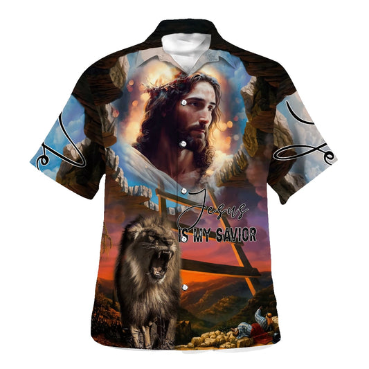 Jesus Is My Savior And The Lion King Hawaiian Shirt For Men And Women - Holy Family Hawaiian Shirt