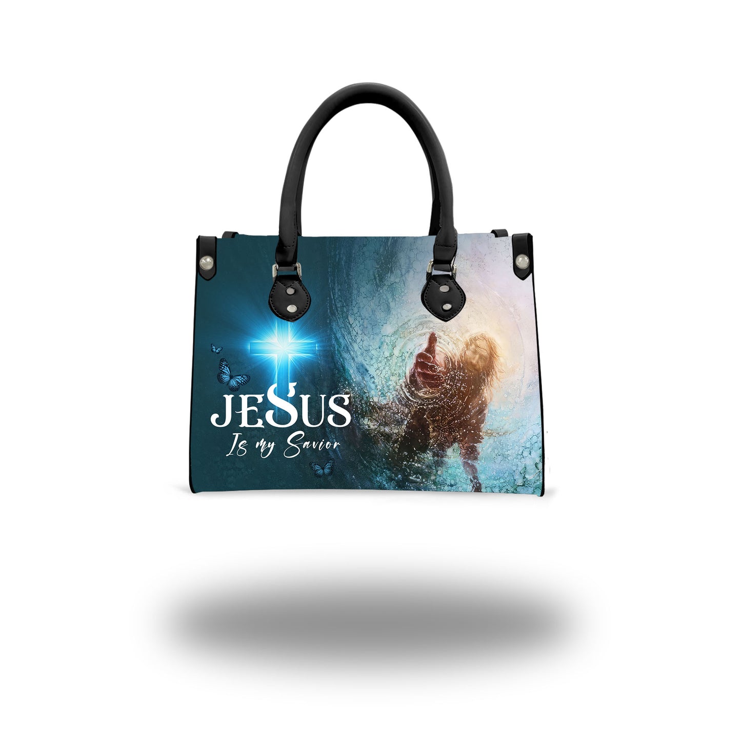 Jesus Is My Savior Personalized Leather Handbag - The Hand of God Water Bag - Jesus Handbag