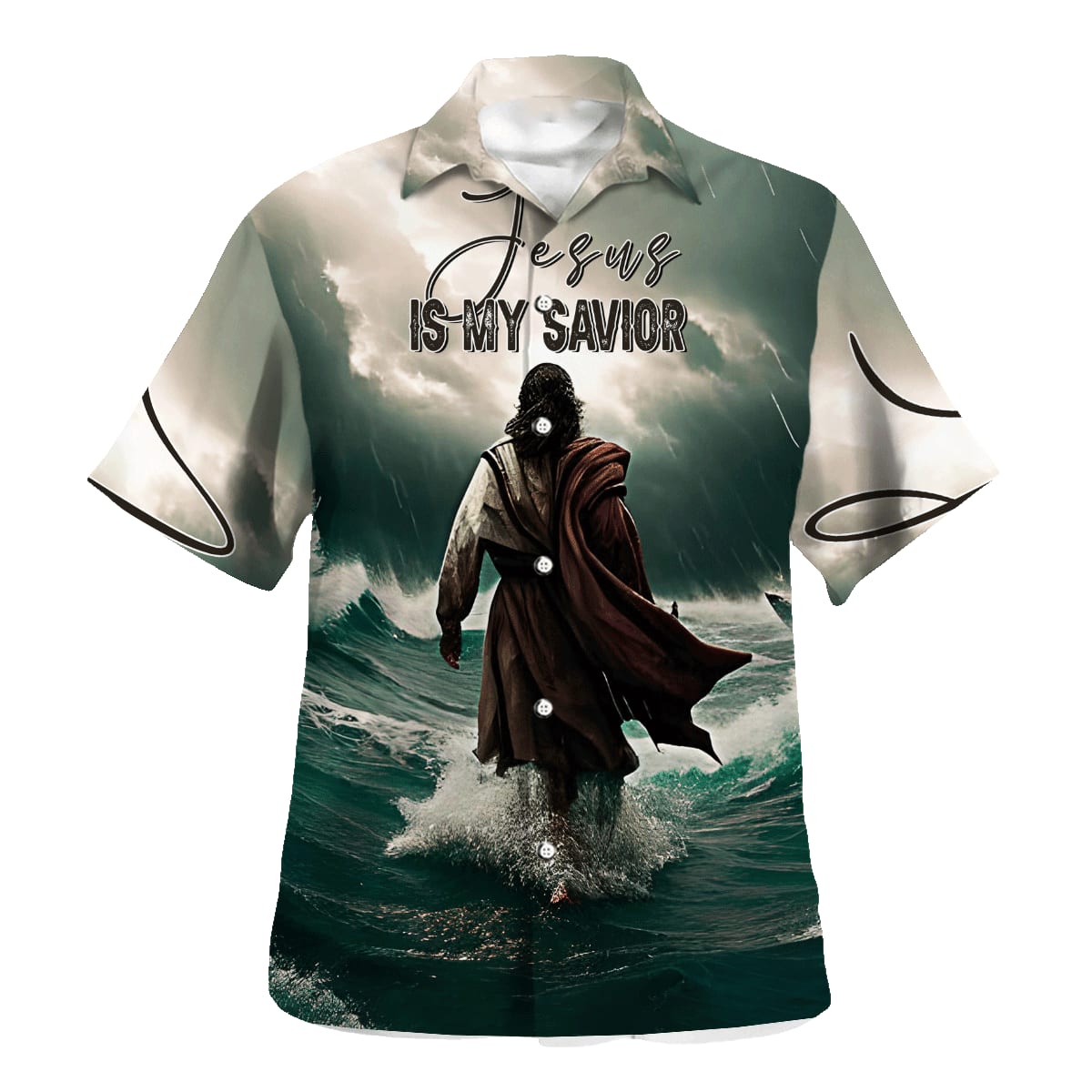 Jesus Is My Savior Walks Water Hawaiian Shirt For Men And Women - Holy Family Hawaiian Shirt