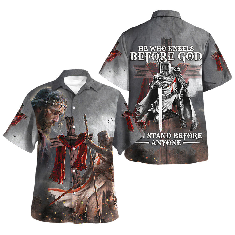 Jesus Knights Templar He Who Kneels Before God Hawaiian Shirt For Men And Women - Holy Family Hawaiian Shirt