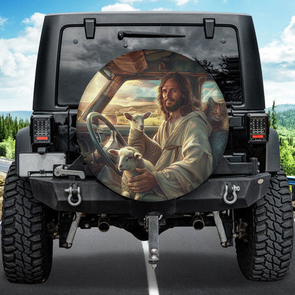 Jesus Lamb Of God Cat Spare Tire Cover - Christian Tire Cover