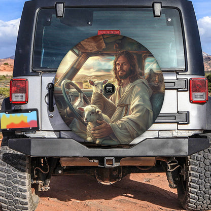 Jesus Lamb Of God Cat Spare Tire Cover - Christian Tire Cover