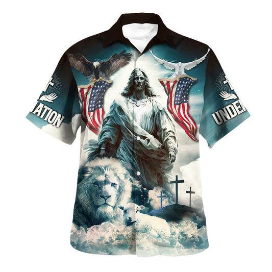 Jesus Lion And Lamb One Nation Under God Hawaiian Shirt For Men And Women - Holy Family Hawaiian Shirt