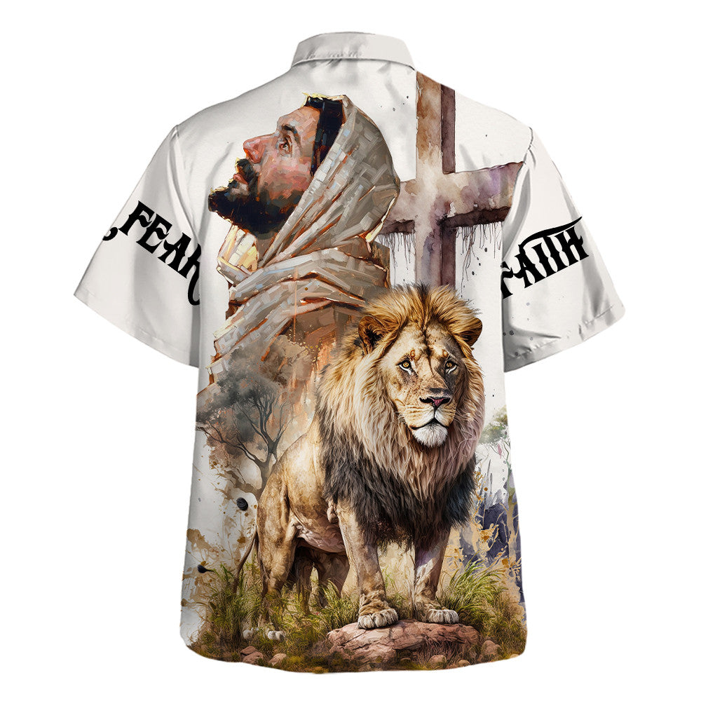 Jesus Lion Of Judah Faith Over Fear Hawaiian Shirt For Men And Women - Holy Family Hawaiian Shirt