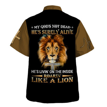 Jesus Lion Of Judah My God Is Not Dead Hawaiian Shirt For Men And Women - Holy Family Hawaiian Shirt