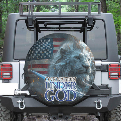 Jesus Lion One Nation Under God Usa Flag Spare Tire Cover - Christian Tire Cover