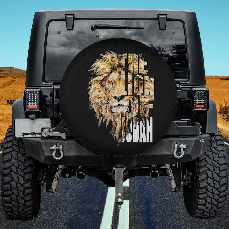 Jesus Lion of Judah Christian Gift for Men Women Spare Tire Cover - Religious Christian Spare Tire Cover