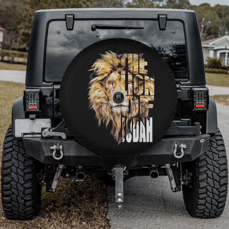 Jesus Lion of Judah Christian Gift for Men Women Spare Tire Cover - Religious Christian Spare Tire Cover