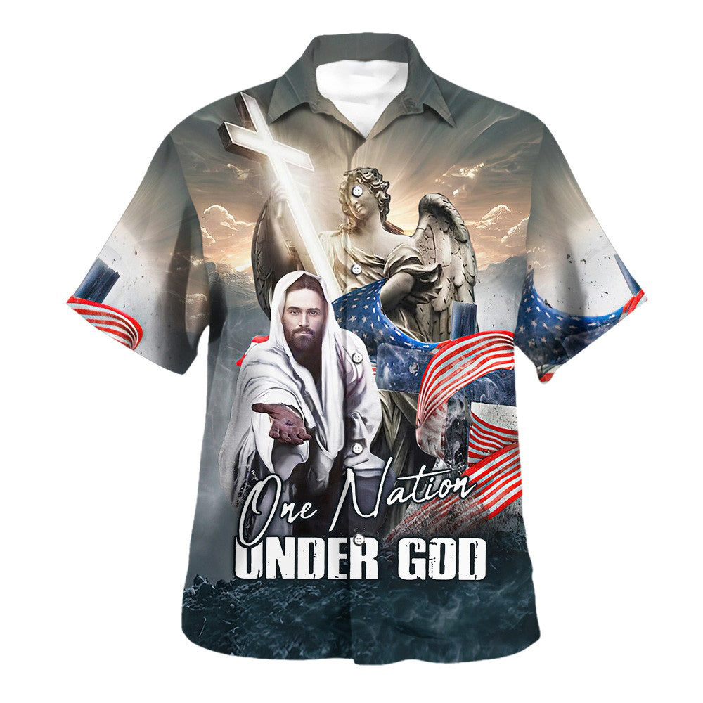 Jesus One Nation Under God Eagle Hawaiian Shirt For Men And Women - Holy Family Hawaiian Shirt