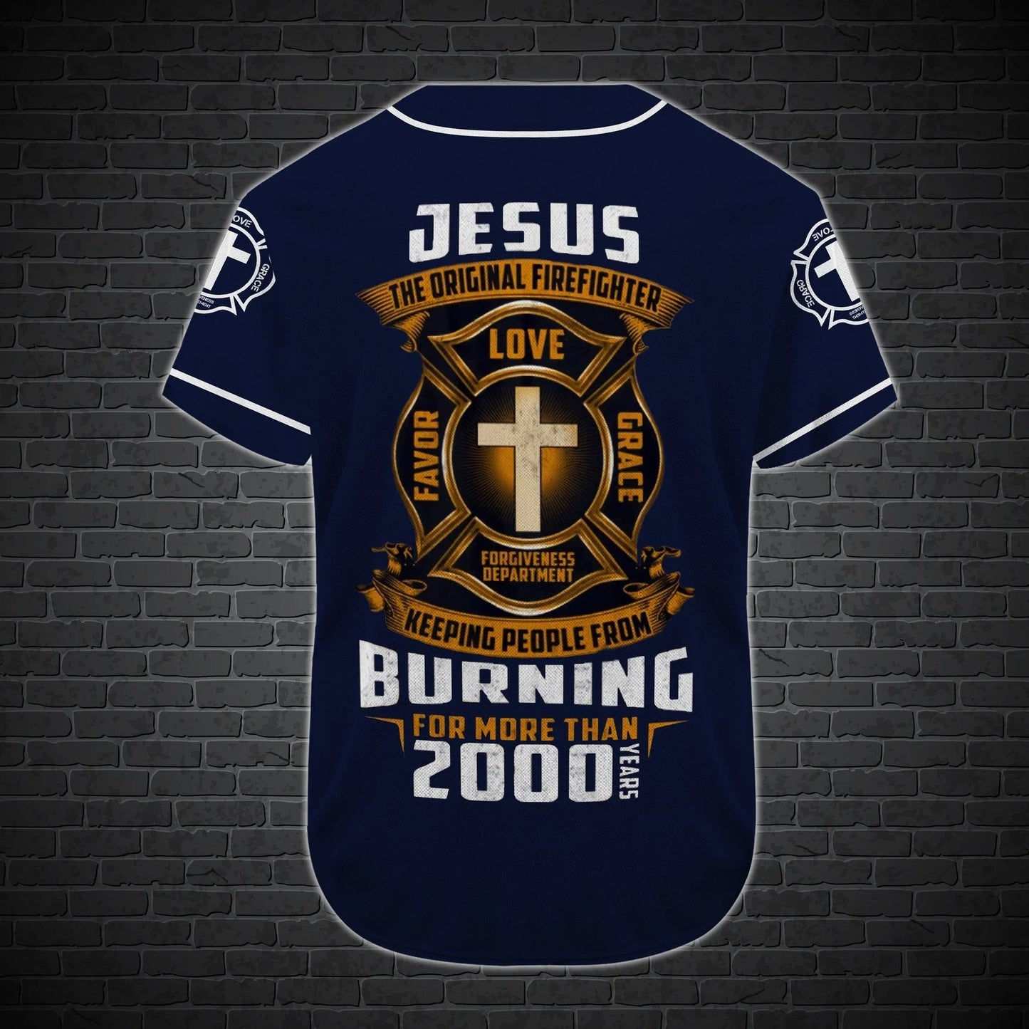Jesus Original Firefighter Cross Custom Baseball Jersey - Personalized Jesus Baseball Jersey For Men and Women