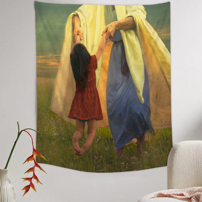 Jesus Playing With Children Tapestry - Christian Tapestry - Bible Verse Tapestry