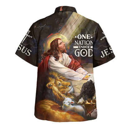 Jesus Pray One Nation Under God Hawaiian Shirt For Men And Women - Holy Family Hawaiian Shirt