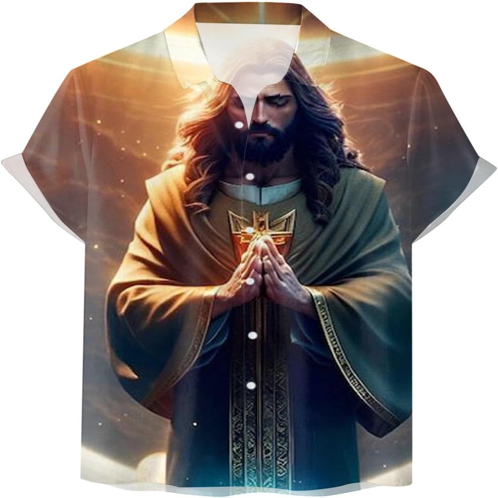 Jesus Prays Christian Hawaiian Shirt - Hawaiian Beach Shirts for Men Women