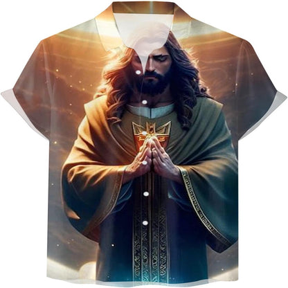 Jesus Prays Christian Hawaiian Shirt - Hawaiian Beach Shirts for Men Women