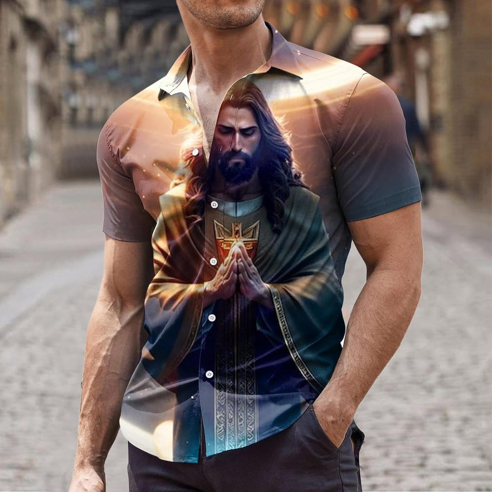Jesus Prays Christian Hawaiian Shirt - Hawaiian Beach Shirts for Men Women