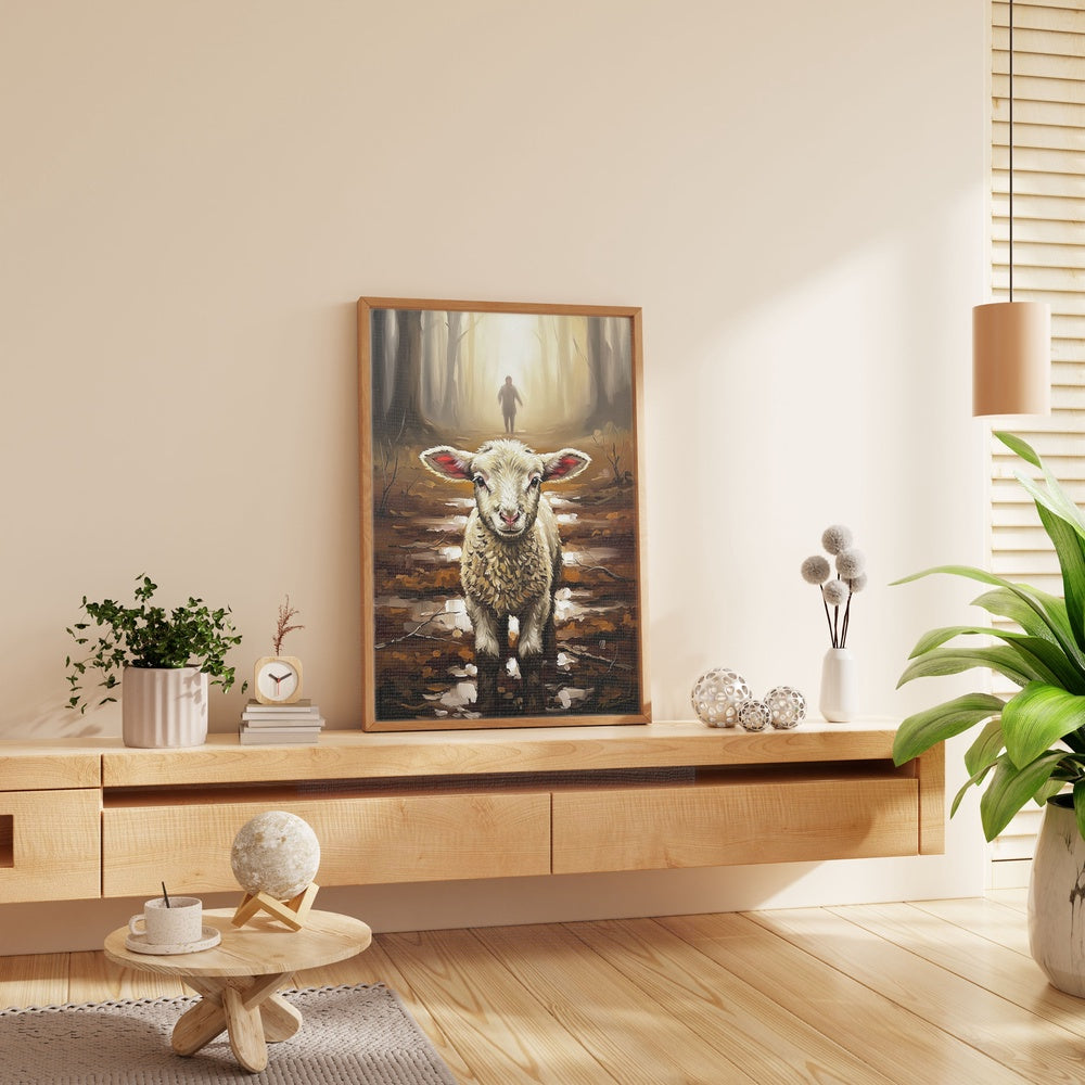 Jesus Running after a Lost Lamb, Christian Canvas Wall Art, Christmas Gift Ideas, Christian Home Decor, Ciaocustom