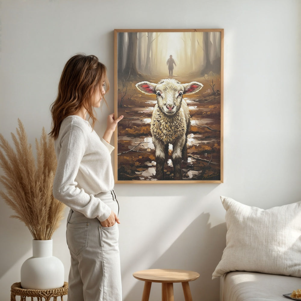 Jesus Running after a Lost Lamb, Christian Canvas Wall Art, Christmas Gift Ideas, Christian Home Decor, Ciaocustom