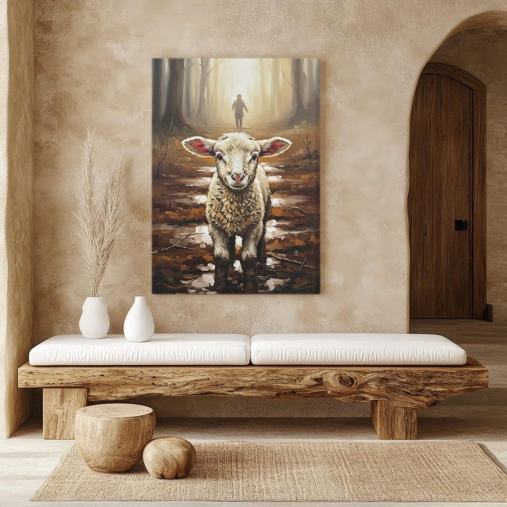Jesus Running after a Lost Lamb, Christian Canvas Wall Art, Christmas Gift Ideas, Christian Home Decor, Ciaocustom