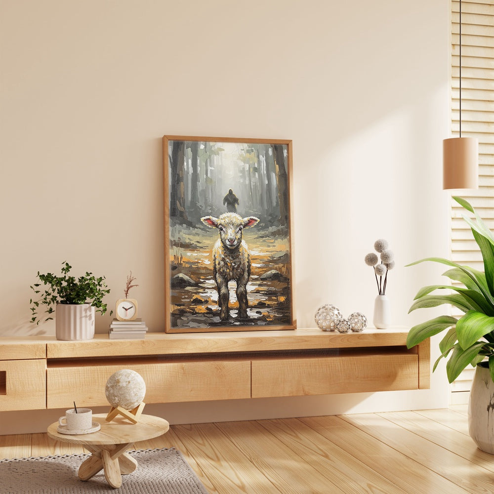 Jesus Running after a Lost Lamb II, Christian Canvas Wall Art, Christmas Gift Ideas, Christian Home Decor, Ciaocustom