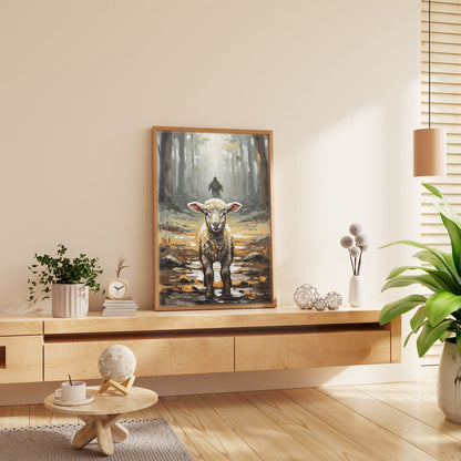 Jesus Running after a Lost Lamb II, Christian Canvas Wall Art, Christmas Gift Ideas, Christian Home Decor, Ciaocustom