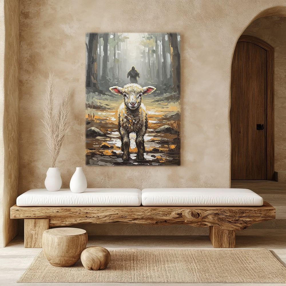 Jesus Running after a Lost Lamb II, Christian Canvas Wall Art, Christmas Gift Ideas, Christian Home Decor, Ciaocustom