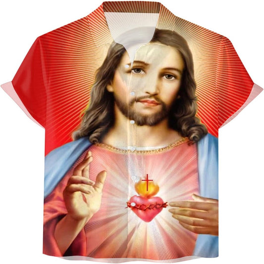 Jesus Sacred Heart Christian Hawaiian Shirt - Hawaiian Beach Shirts for Men Women